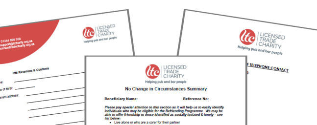 Banner image of example forms branded with charity logo