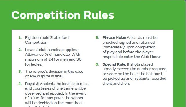 Competition Rules for LTC Golf Tournament