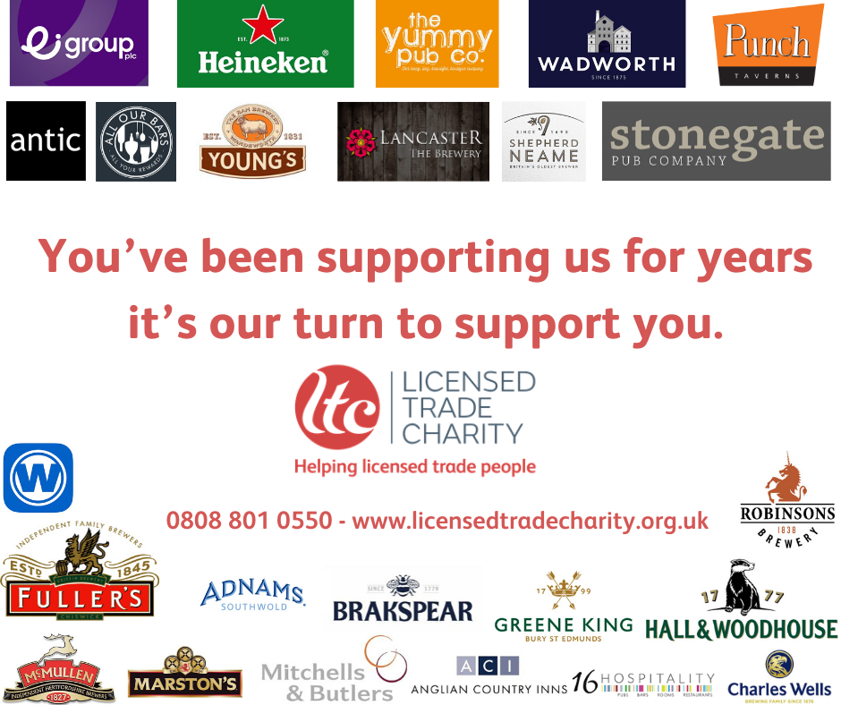 Collection of logos of the pub companies that the licensed trade charity support