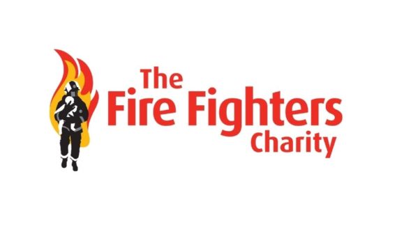 The FireFighter Charity Logo including a firefighter with flames behind