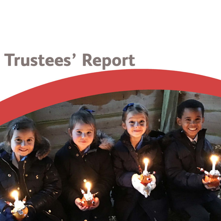 Trustee's Report Cover, title and image of ,children holding candles smiling