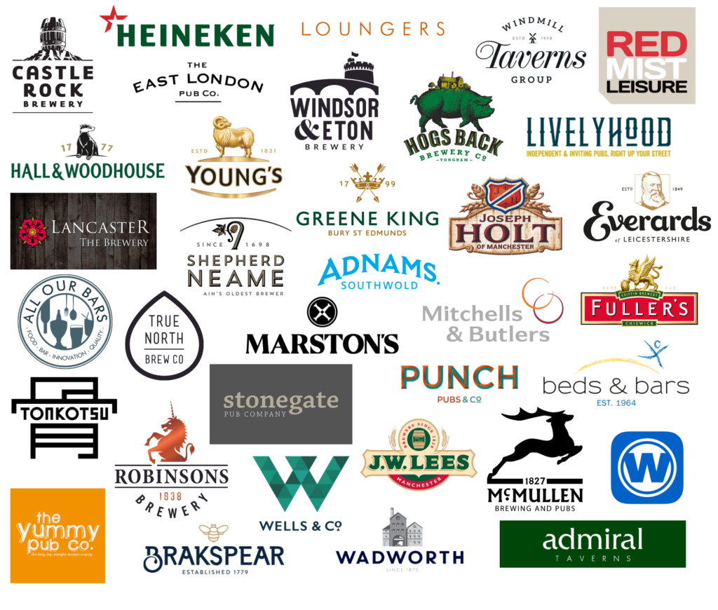 montage of pub company logos