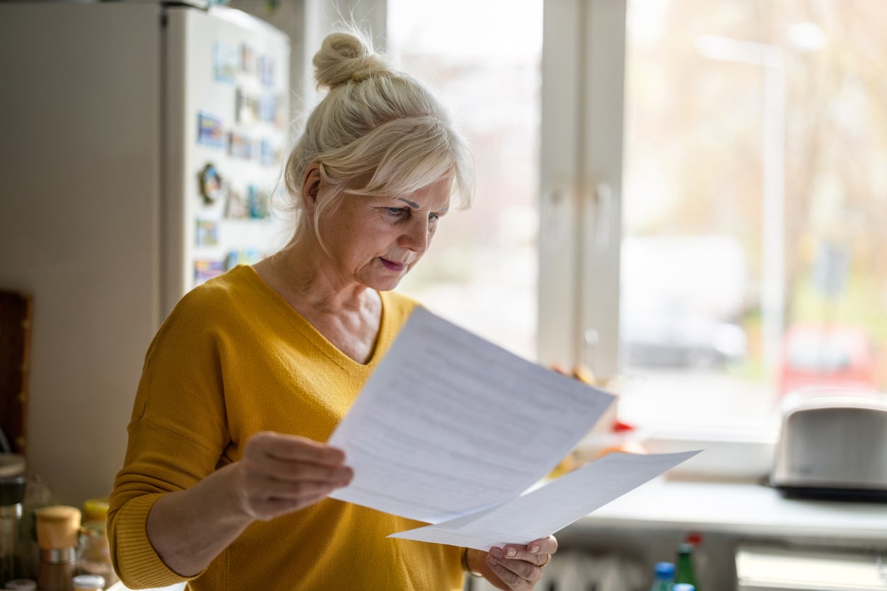Woman looking at files